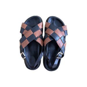 ALOHAS Marshmallow Scacchi brown and black leather sandals